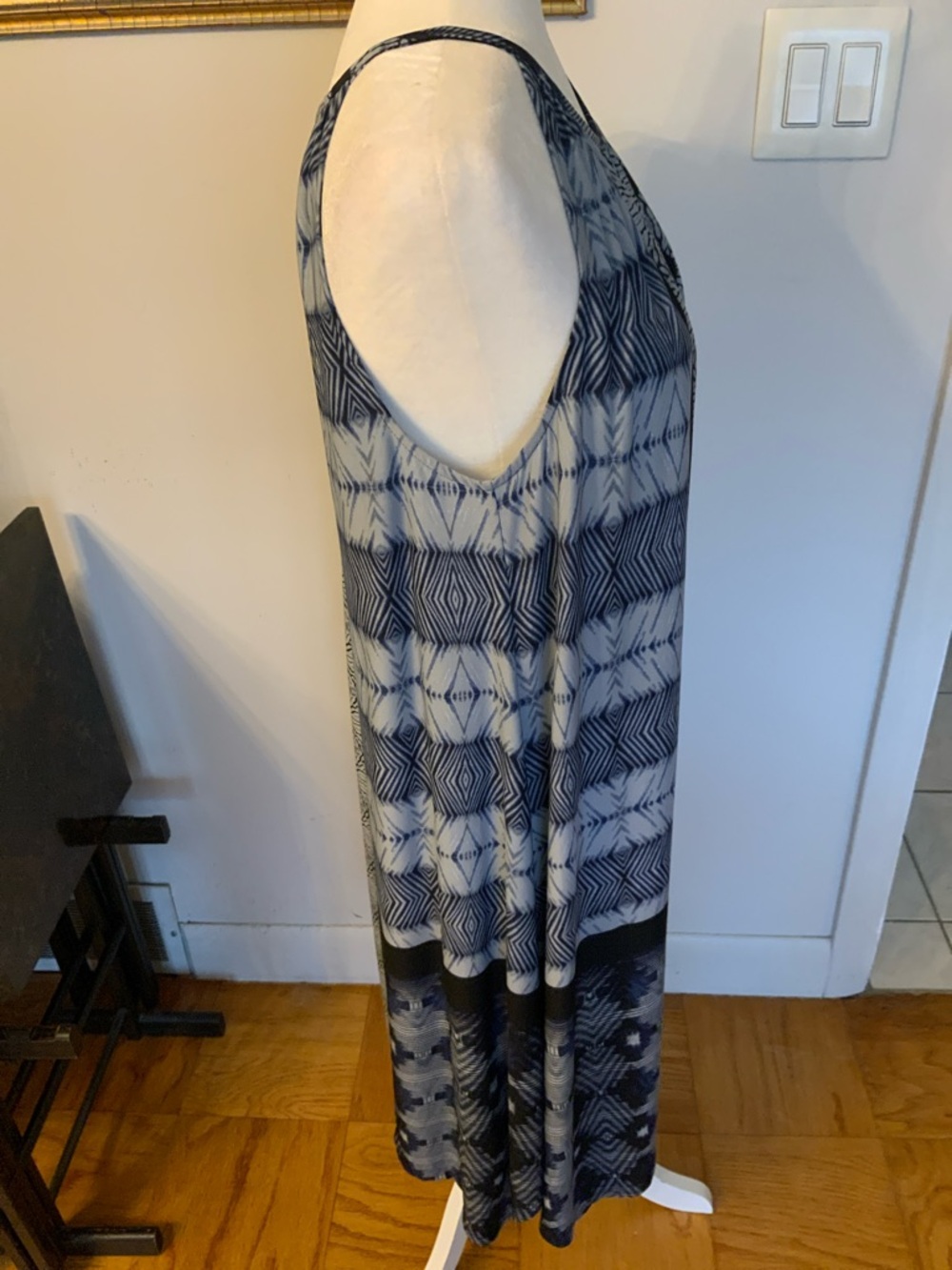 Chico's Navy and Light Blue Geometric Halter Tank Dress - Picture 3 of 4